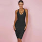 New women's fashionable neck hanging sexy suspender backless tight bandage dress 2024 elegant hip hugging dress