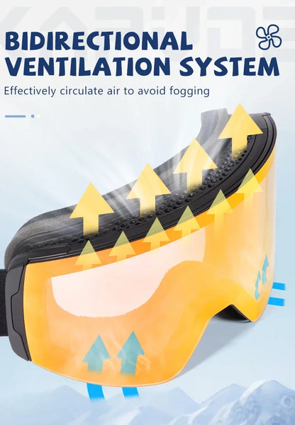 Kapvoe Photochromic Ski Goggles Magnetic Anti-Fog Lenses UV400 Protection Men Women Ski Goggles Winter Sports Eyewear