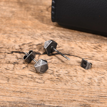 Retro Grey Stud Earrings for Men Boys,Anti Allergy Stainless Steel Ear Studs,Rock Punk Jewelry Anniversary Birthday Gifts