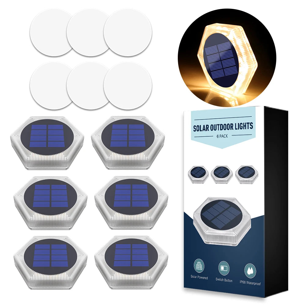 Blue Solar powered Outdoor LED Garden Lights Auto On/Off Waterproof IP68 Step Railing Stairs Yard Patio Pathway Driveway Light