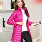 Autumn Winter Women White Duck Down Jacket Female ultra Light Slim Thin Zipper Warm Feather Long Down Coat Good Quality Parkas