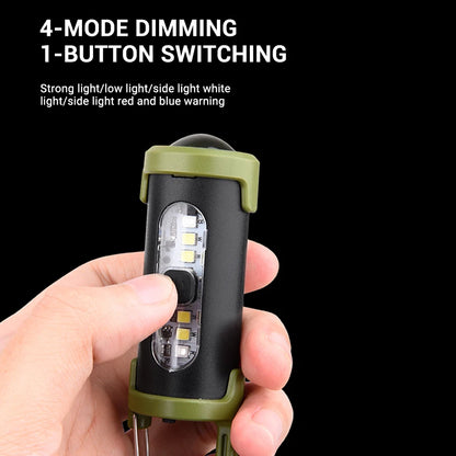 Mini Portable Keychain Flashlight Multifunction COB Work Light 6 Modes Emergency Rechargeable Light for Walking Searching Hiking