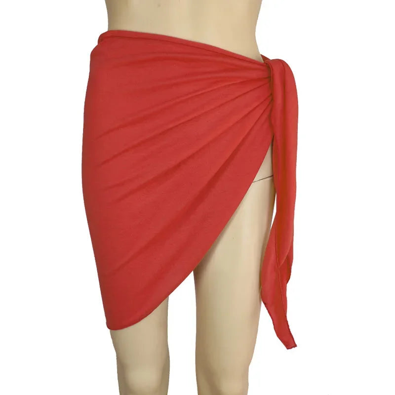 Summer Solid Bikini Cover Ups Shorts Pareo Wraps Sarong Skirt Swimsuit Beachwear Women Beach Skirts Swimwear Half Wrapped Skirt