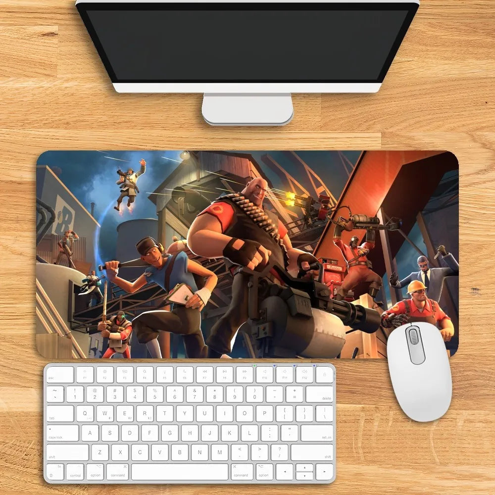 Game T-Team F-Fortress 2 Mousepad Computer Laptop Extended Mouse Mats Large Rubber Keyboards Table Mat Accessories