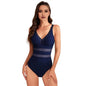 Hollow Mesh Splicing Monokini Swimsuit Stylish Women's Mesh Splicing One-piece Swimsuit Tummy Control V-neck Monokinis Beachwear