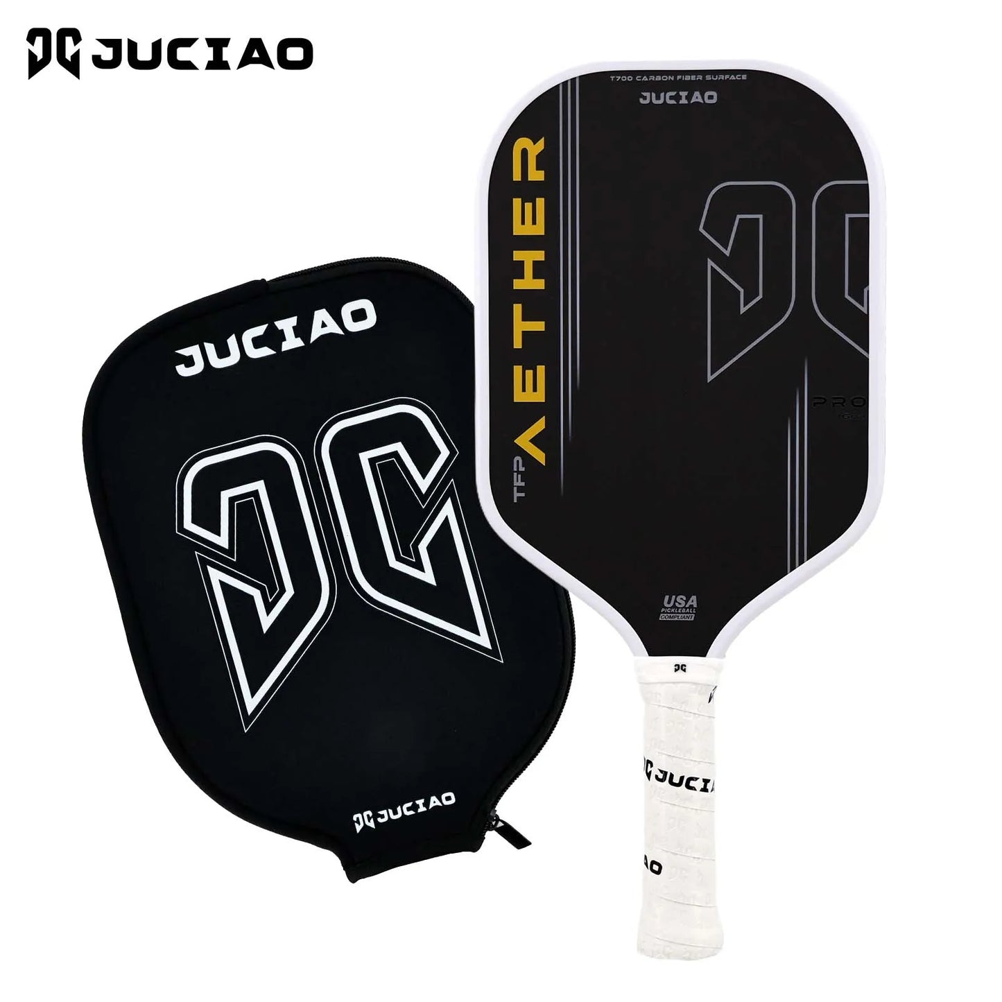 JUCiAO Gen4 Thermoformed T700 Raw Carbon Fiber Pickleball Paddle For Power & Spin (16MM)
