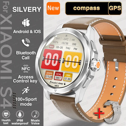 New For Xiaomi S4 Ultra Outdoor Sport Men HD AMOLED Display GPS Track Altimeter Heart Rate Bluetooth Call Waterproof Smart Watch