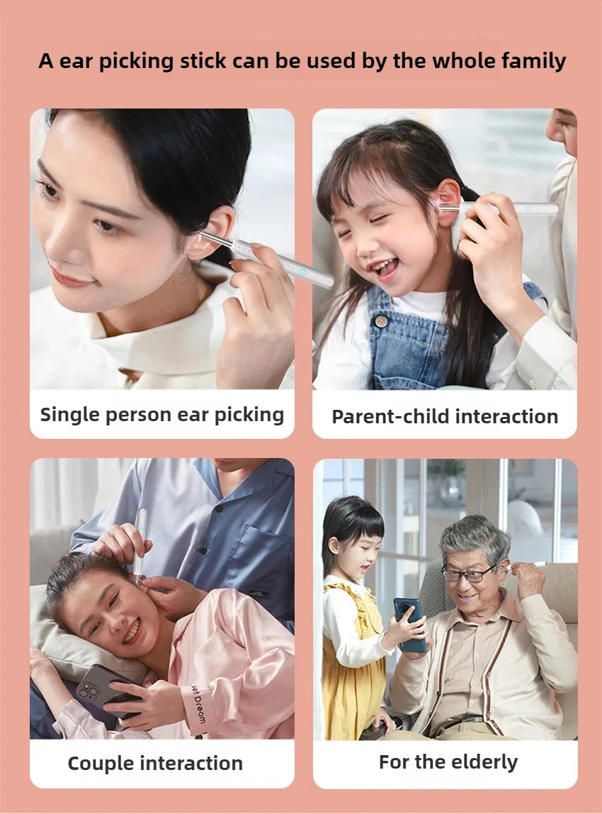 1-9pcs/Set Visual Ear Cleaner with Camera Ear Sticks USB Charging Ear Wax Removal Tool WIFI Connection 6 LED Lights Earpick