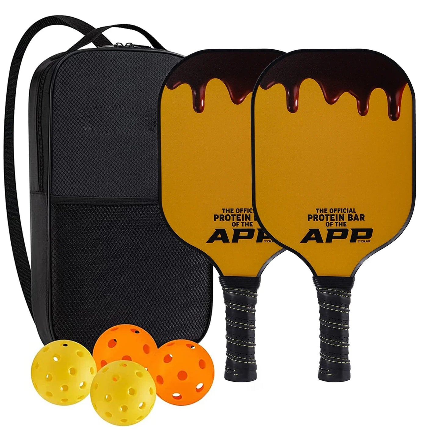 Graphite Pickleball Paddles Set of 2 USAPA Approved Carbon Fiber Surface Anti-Slip Sweat-Absorbing Grip Portable Carry Bag