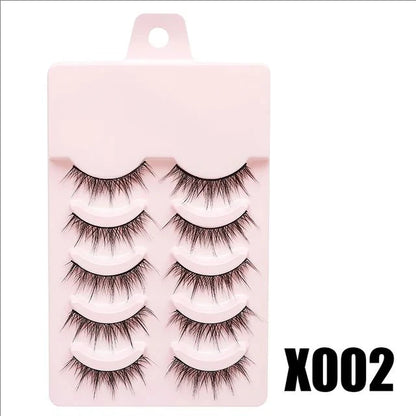 MJ 5 Pairs Of Natural Makeup Daily Makeup Cos Eyelashes Simulated Grafting Fish Tail Segmented Eyelash Facial Makeup Tool