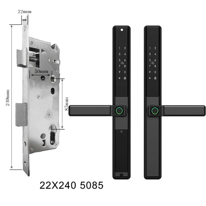 Waterproof Sliding Door Smart Lock Tuya WiFi Fingerprint Digital Code RFID Card Anti-Lock Aluminum Double-Side Electronic Lock