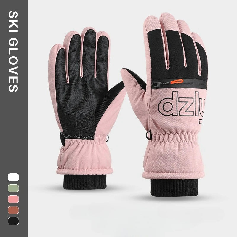 Winter Ski Gloves Fleece-lined Thickened Outdoor Riding Waterproof Windproof Non-slip Touchscreen Warm Gloves for Men and Women