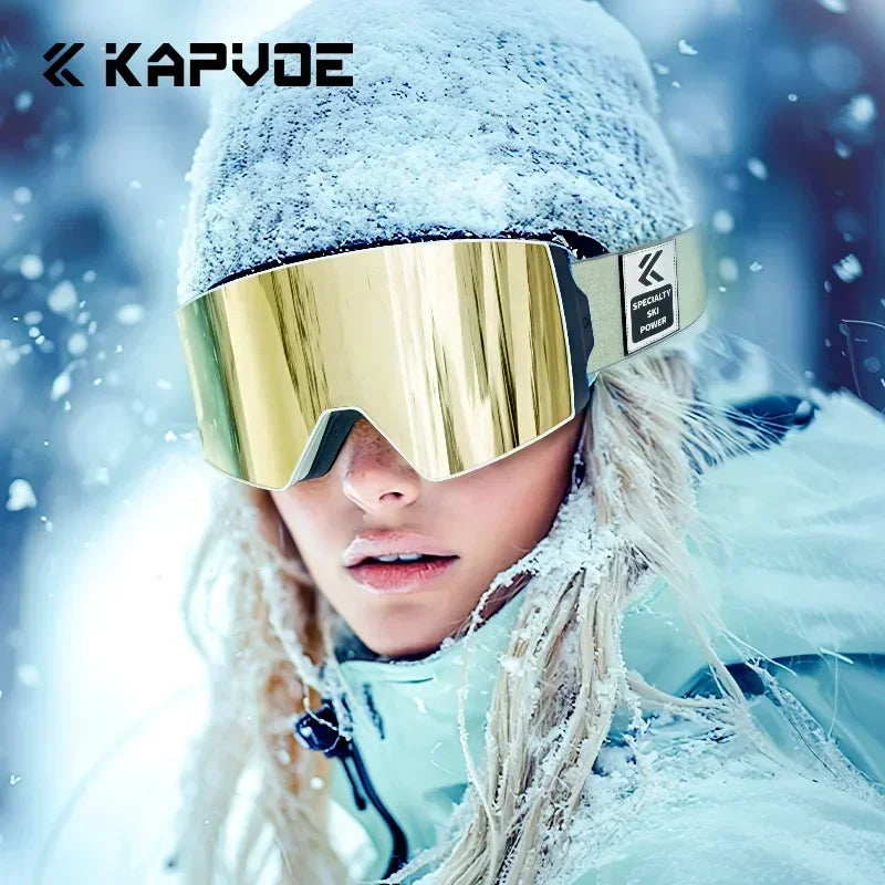 Kapvoe Snow Ski Goggles Snowboarding  Skiing Mask for Men Women Anti-Fog Lens Kit UV400 Protection Snowmobile Glasses Motorcycle