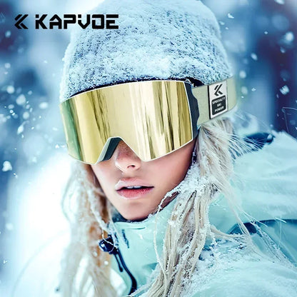 Kapvoe Snow Ski Goggles Snowboarding  Skiing Mask for Men Women Anti-Fog Lens Kit UV400 Protection Snowmobile Glasses Motorcycle