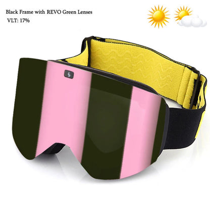 Ski Goggles with Magnetic Double Layer Yellow Lens Skiing Anti-fog UV400 Snowboard Goggles Men Women Ski Glasses Eyewear Set