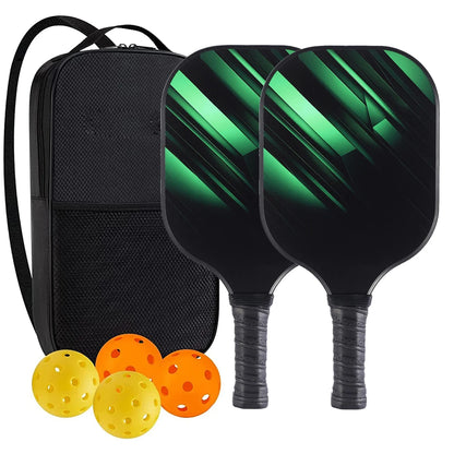 Graphite Pickleball Paddles Set of 2 USAPA Approved Carbon Fiber Surface Anti-Slip Sweat-Absorbing Grip Portable Carry Bag