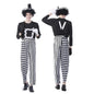 Women Killer Clown Costume Adult Cosplay Terror Clown Jumpsuits Halloween Funny Scary Clothing White Black Stripe Clown Outfits