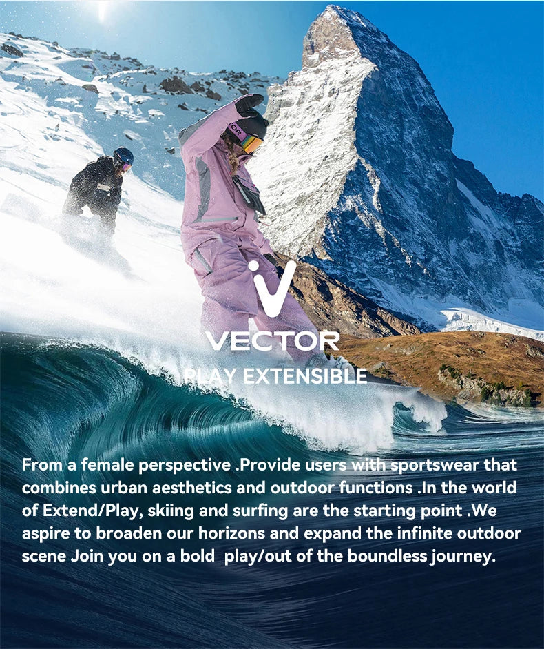 VECTOR Men and Women Splicing Skiing Skiing Top Waterproof Windproof Warm Durable Indoor and Outdoor Skiing Snowboard Jacket