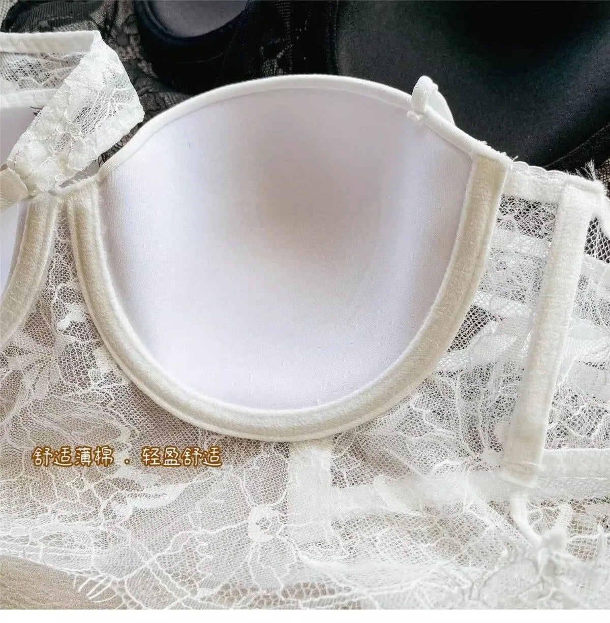 Sexy Lingerie Women Lace Transparent Underwear Embroidery Brief Set Delicate Bra Push Up Lace Gathered Edge Bra and Panty Set