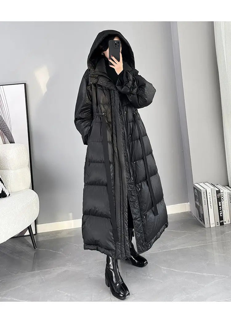 2025 New Women's Winter Black Down Jacket Women's Hooded White Duck Down Coat Windbreak Women Thicken Parker Overcoat
