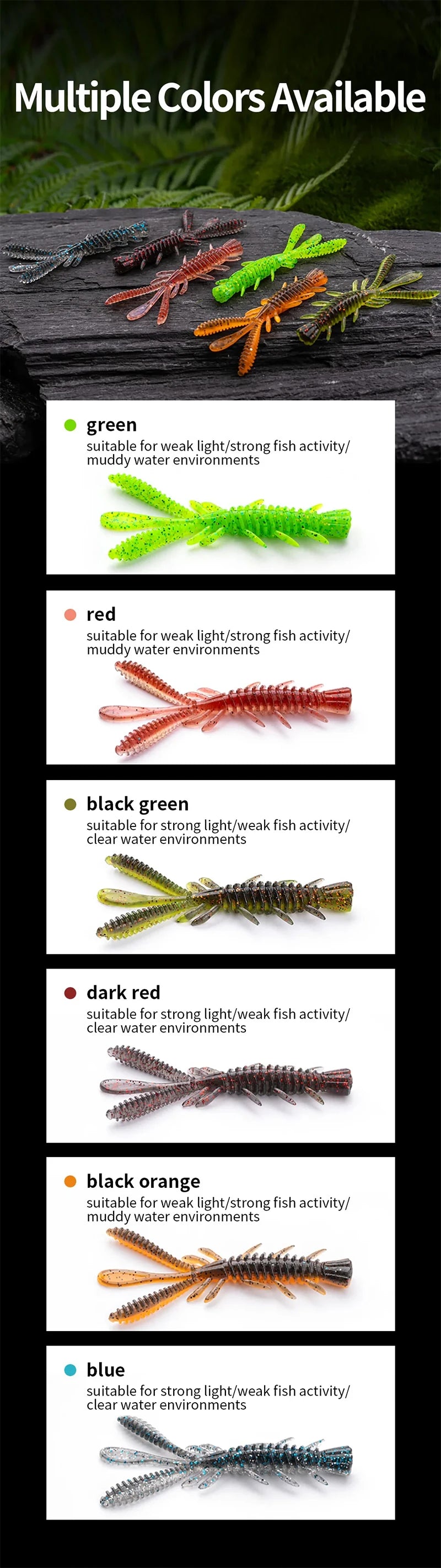 15PCS Floating Soft Shrimp Fishing Bait 5/6/7CM NED Rig Wobbler Shrimp Swim Lure Jig Salt Silicone Swimbait with Fish Attractant