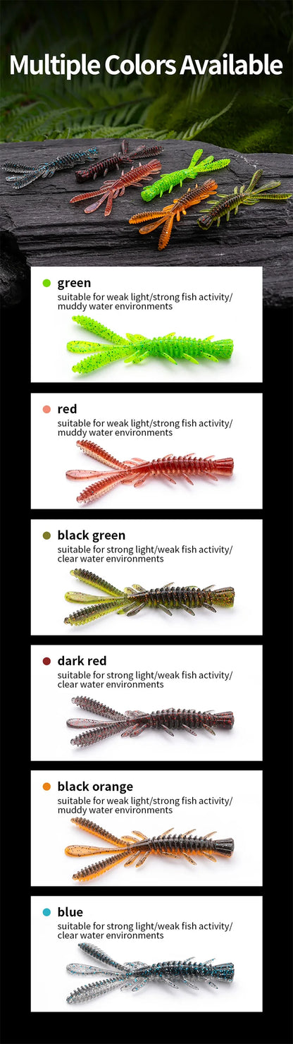 15PCS Floating Soft Shrimp Fishing Bait 5/6/7CM NED Rig Wobbler Shrimp Swim Lure Jig Salt Silicone Swimbait with Fish Attractant