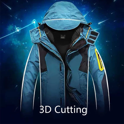 Winter Men Triple Windbreak Thick Warm Removable Hooded Jacket Men Autumn Hiking Outdoor Travel Camping Skiing Jacket Coat Male