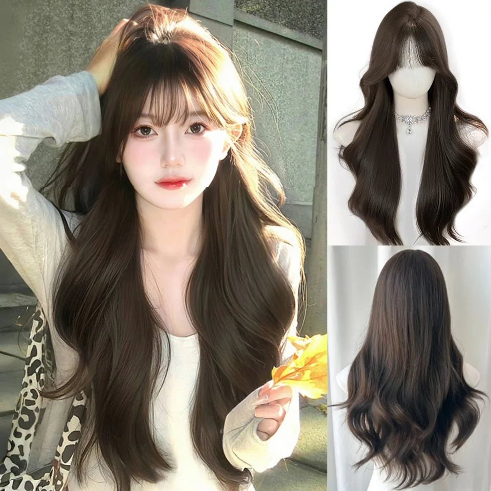 Synthetic Short Lolita Cosplay Christmas Halloween Bob Brown Blonde LM Wig With Long Curly Ponytail Natural Fake Hair for Women