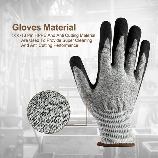 Level 5 Cut Resistant Gloves 3D Comfort Stretch Fit  Washable Anti-cut Protective Gloves for Construction Gardening