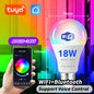Tuya WIFI Bluetooth LED Bulb Smart Life APP Control Dimmable 9W 18W E27 220V RGB+CW+WW Color Change Lamps Compatible IOS/Android