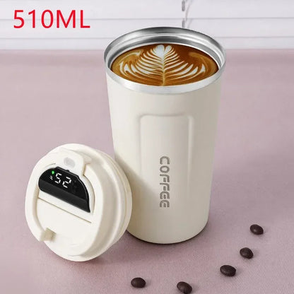 510ml Thermos Coffee Mug Stainless Steel Coffee Cup Temperature Display Vacuum Flask Thermal Tumbler Insulated Cup Water Bottle