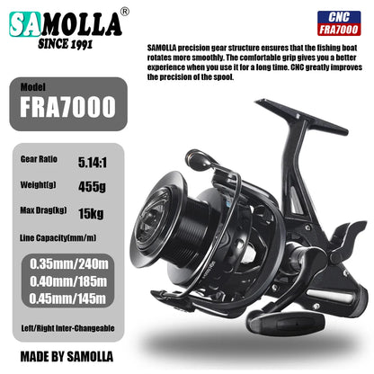 Carp Fishing Reel Spinning Strong Double Drag 12-15kg Molinete Carretilha De Pesca Olta Makaralar Sea Reels Accessories Mar