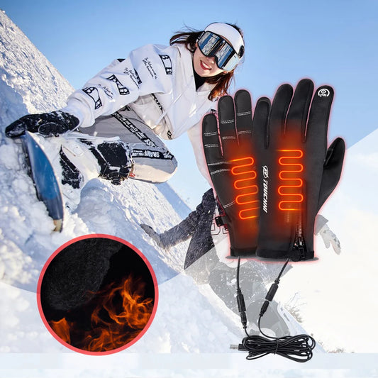 USB Touch Screen Gloves Electric Heated Hand Warmer Winter Ski Gloves for Cycling Running Driving Hiking Walking for Women Men