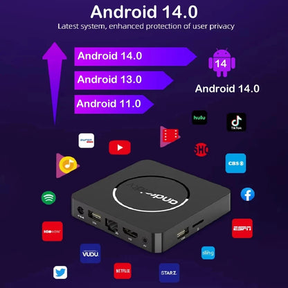 Q10 Android14 8K HDR10+ Smart TV Box Allwinner H313 128G Dual Wifi BT5.0 Set Top Box Media Player with Google Voice AssistantStreaming & Home Media PlayersGoWisse.com