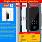 Tuya APP Glass Door Fingerprint Lock Bluetooth Smart Biometric Electronic Office Glass Door Lock 13.56Mhz RFID IC Keyless Unlock