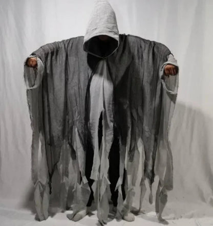 Mens Terrifying Halloween Costume Scary Hooded Cloak Horror Robe Gothic Masquerade Party Cosplay Dress Up Props Essential