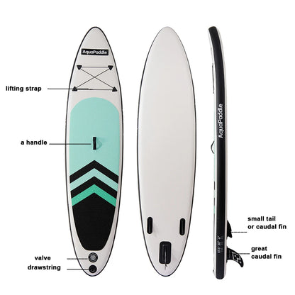 10ft Inflatable Stand-Up Surfboard Seaside Beach Water-skiing Surfboard Pulp Board Water Sports Surfboard Paddle Board