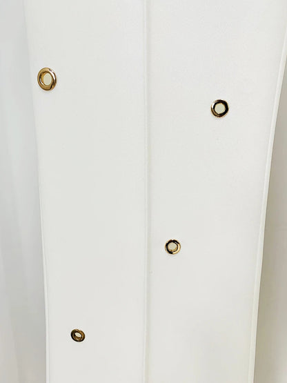 HIGH STREET Newest Designer Fashion Runway Suit Set Women's Slim Fit Single Button Rivet Eyelet Lapel Blazer Pants Set 2pcs