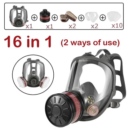 Full Face Gas Masks Survival Chemical Respirator with 40mm Filter, Full Face Respirator Gas Mask with 40mm Activated Carbon Filt
