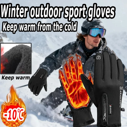Winter Warm Touch Screen Gloves Outdoor Windproof Waterproof Cold-proof Gloves Men Driving Cycling Fishing Ski Gloves