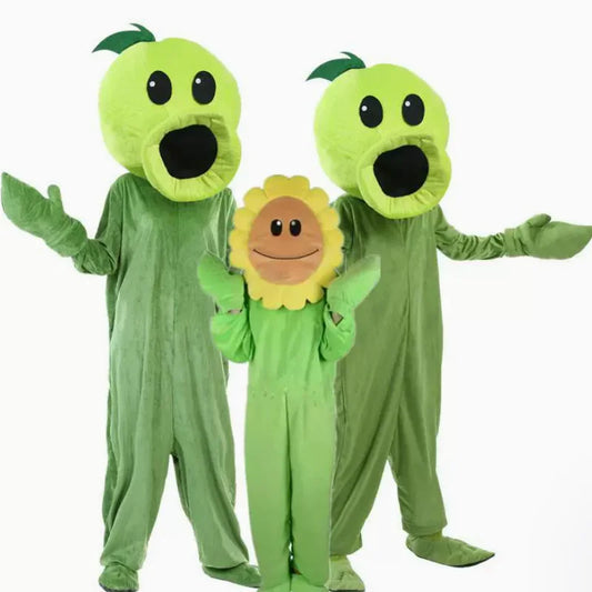 New Girls Boys Scary Zombies Costume Adult Zombie Sunflower Pea Shooter Costume Suit For Halloween Sunflower Stage Show Costumes