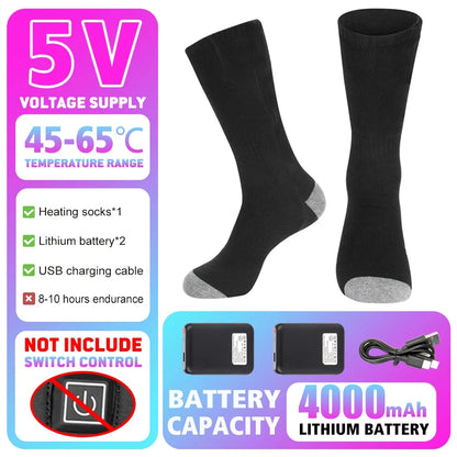 Winter Heated Sock Rechargeable Battery Stocking Men Women Electric Heating Ski Socks Sports Thermal Warmer Foot