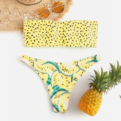 Bikinis Sets Swimsuit For Women Print Tube Up Two Pieces Bikini Push-Up Swimwear Beachwear For WomenFeminine Bikinis