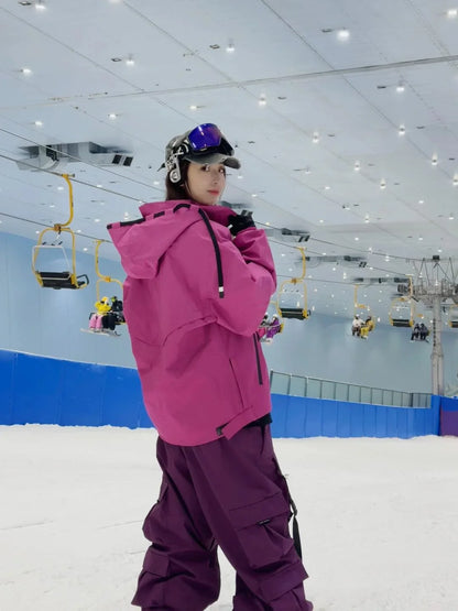 Warm Violet Ski Pants for Women and Men Thickened Skiing Trousers Waterproof American Heavy Industry Snowboarding Pants