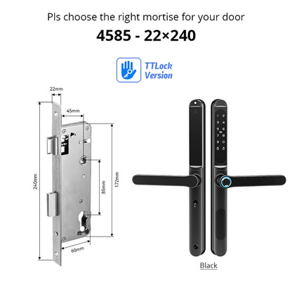 Waterproof TTLock Outdoor Gate Fingerprint Bluetooth APP RFID Code Keyless Electronic Smart Door Lock for Glass Aluminum Sliding