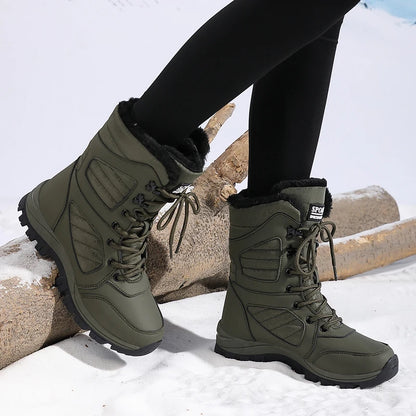 Winter Women Snow Boot High-top Waterproof Ankle Boots Ladies Thick Plus Warm Snow Hiking Boots Outdoor Cotton Shoes Sneakers