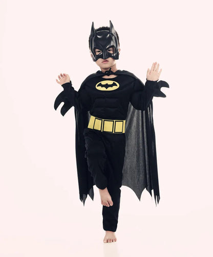 Cartoon Heroes Cosplay Costumes Boys Jumpsuit Bat Costume Set With Cardigan Mask Men Halloween Carnival Girls Party Gifts