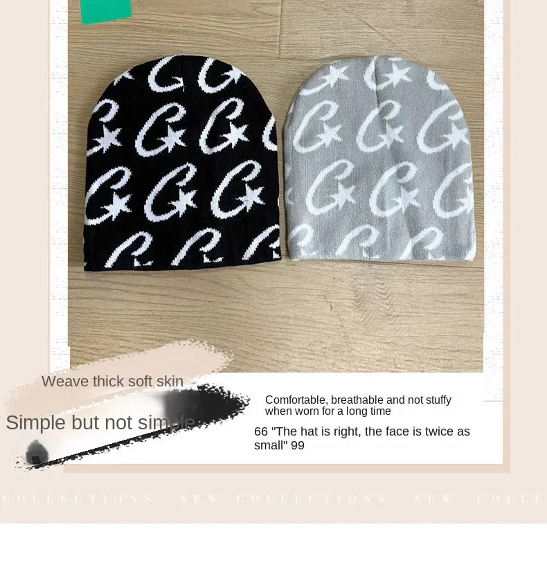 Couple Knitted Caps Hip-hop Trendy Beanie Hat 2024 Letter Jacquard Women Male Winter Hot Girl Warm Knitted Hat Balaclava Beanies