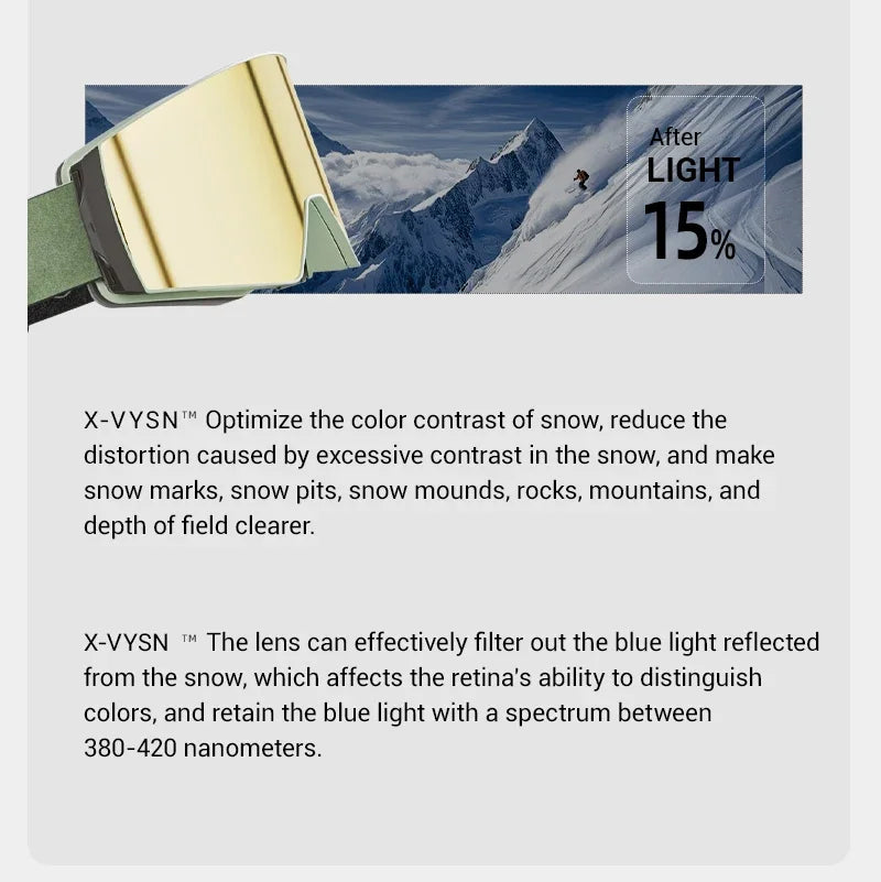 KAPVOE New Outdoor Photochromic Ski Goggles Winter Snow Sports for Unisex Snow Glasses UV400 Anti-fog Magnetic Snowboard Glasses