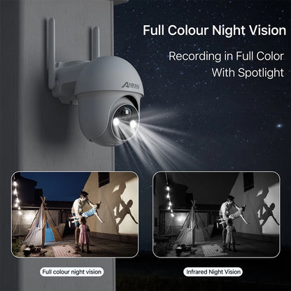 ANRAN 5MP 2K Solar Camera Rechargeable Battery PIR Humanoid Detection Outdoor PTZ Wireless WIFI Camera Full Color Night Vision